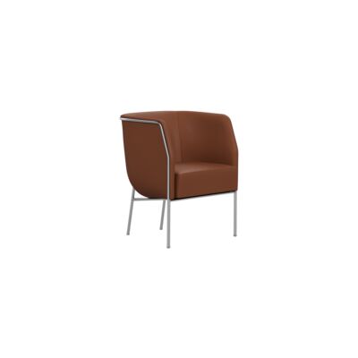 Lammhults_Cajal_easychair_chrome_brownleather_frontangle.png